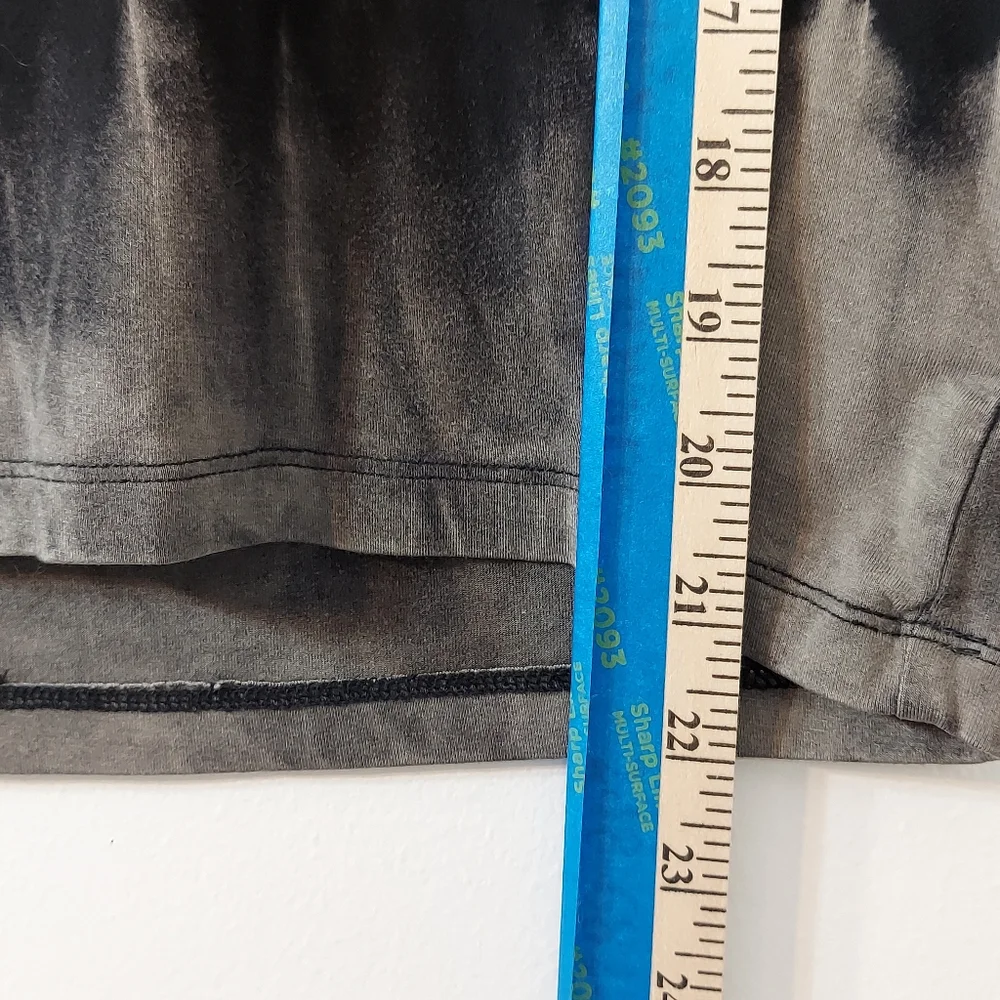WetSeal Women's Black Tie Dye Bleached Shirt with Fun Fringe Cut Sleeves - Picture 9 of 15